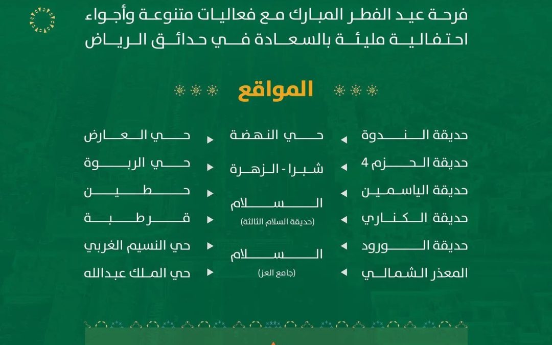 “حوّامات العيد”.. بهجة الفطر في 25 موقعًا بالعاصمة الرياض