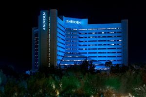 Le Méridien Al Khobar hotel exterior at night